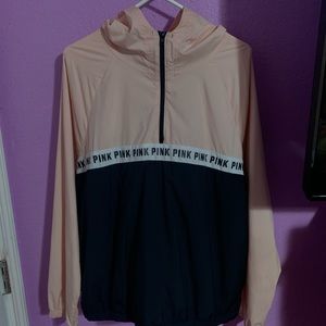 original pink windbreaker half zip